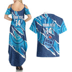 NSW Blues Rugby Custom Couples Matching Summer Maxi Dress and Hawaiian Shirt Go Cockroaches Sporty Aboriginal Art