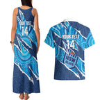 NSW Blues Rugby Custom Couples Matching Tank Maxi Dress and Hawaiian Shirt Go Cockroaches Sporty Aboriginal Art