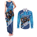 NSW Blues Rugby Custom Couples Matching Tank Maxi Dress and Long Sleeve Button Shirt Go Cockroaches Sporty Aboriginal Art