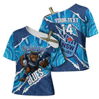 NSW Blues Rugby Custom Cross Shoulder Shirt Go Cockroaches Sporty Aboriginal Art