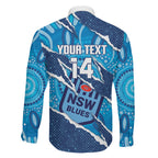 NSW Blues Rugby Custom Family Matching Mermaid Dress and Hawaiian Shirt Go Cockroaches Sporty Aboriginal Art
