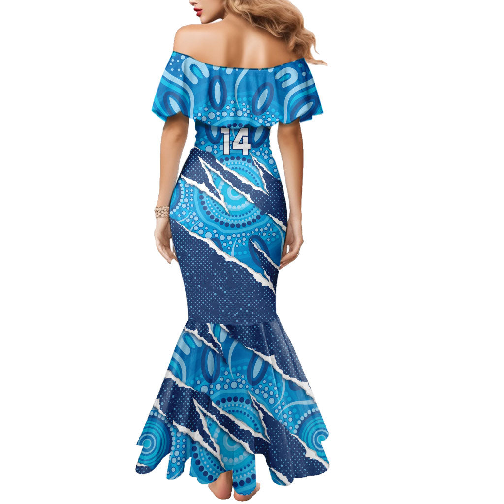 NSW Blues Rugby Custom Family Matching Mermaid Dress and Hawaiian Shirt Go Cockroaches Sporty Aboriginal Art