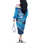 NSW Blues Rugby Custom Family Matching Off The Shoulder Long Sleeve Dress and Hawaiian Shirt Go Cockroaches Sporty Aboriginal Art
