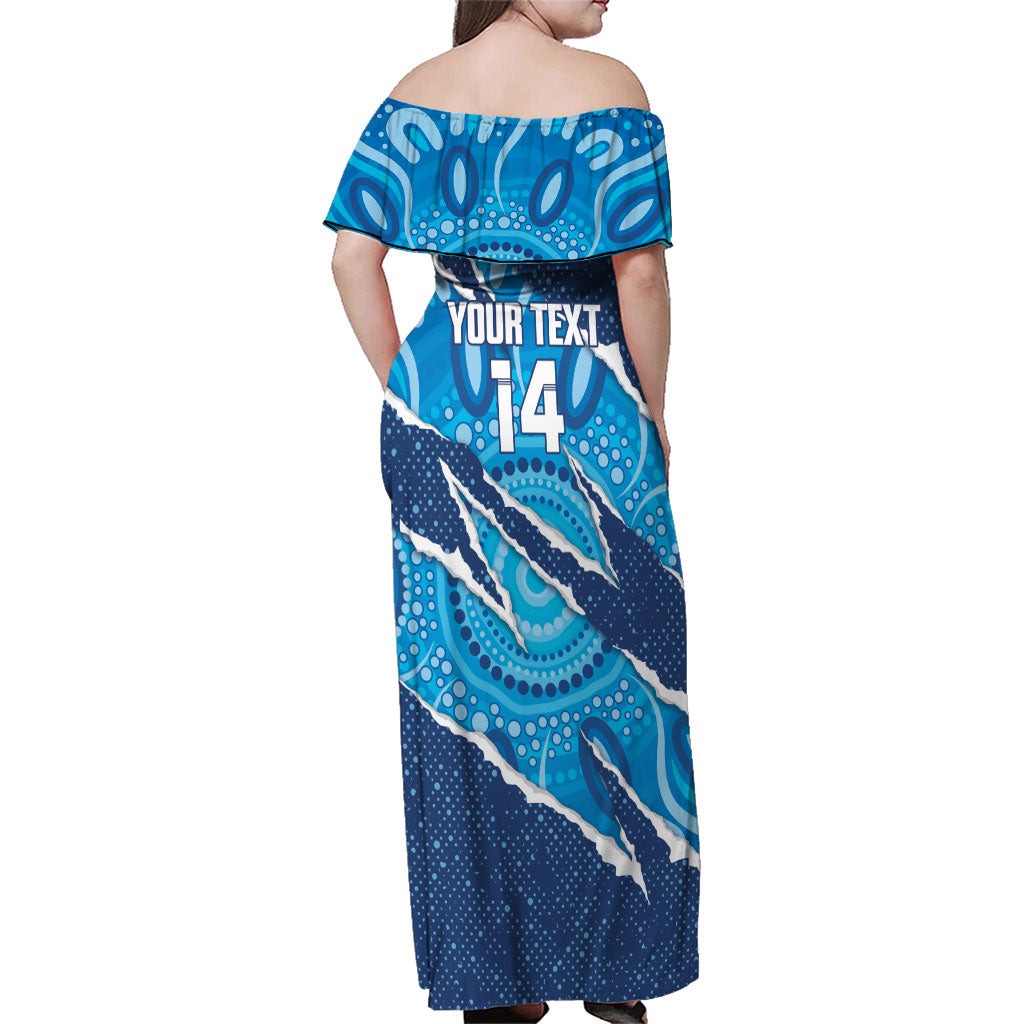 NSW Blues Rugby Custom Family Matching Off Shoulder Maxi Dress and Hawaiian Shirt Go Cockroaches Sporty Aboriginal Art