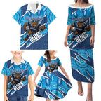 NSW Blues Rugby Custom Family Matching Puletasi and Hawaiian Shirt Go Cockroaches Sporty Aboriginal Art