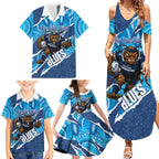 NSW Blues Rugby Custom Family Matching Summer Maxi Dress and Hawaiian Shirt Go Cockroaches Sporty Aboriginal Art