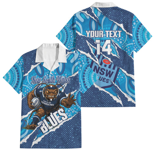 NSW Blues Rugby Custom Family Matching Summer Maxi Dress and Hawaiian Shirt Go Cockroaches Sporty Aboriginal Art
