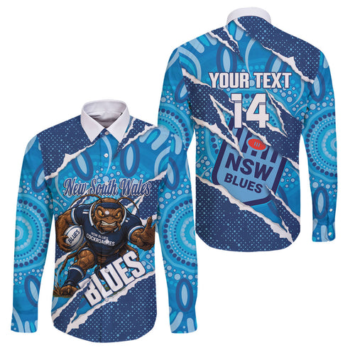 NSW Blues Rugby Custom Family Matching Summer Maxi Dress and Hawaiian Shirt Go Cockroaches Sporty Aboriginal Art