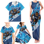 NSW Blues Rugby Custom Family Matching Tank Maxi Dress and Hawaiian Shirt Go Cockroaches Sporty Aboriginal Art