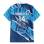 NSW Blues Rugby Custom Family Matching Tank Maxi Dress and Hawaiian Shirt Go Cockroaches Sporty Aboriginal Art