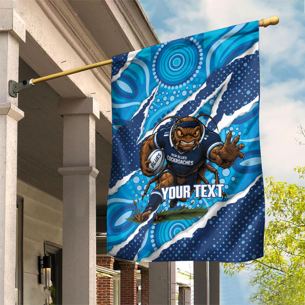 NSW Blues Rugby Custom Garden Flag Go Cockroaches Sporty Aboriginal Art