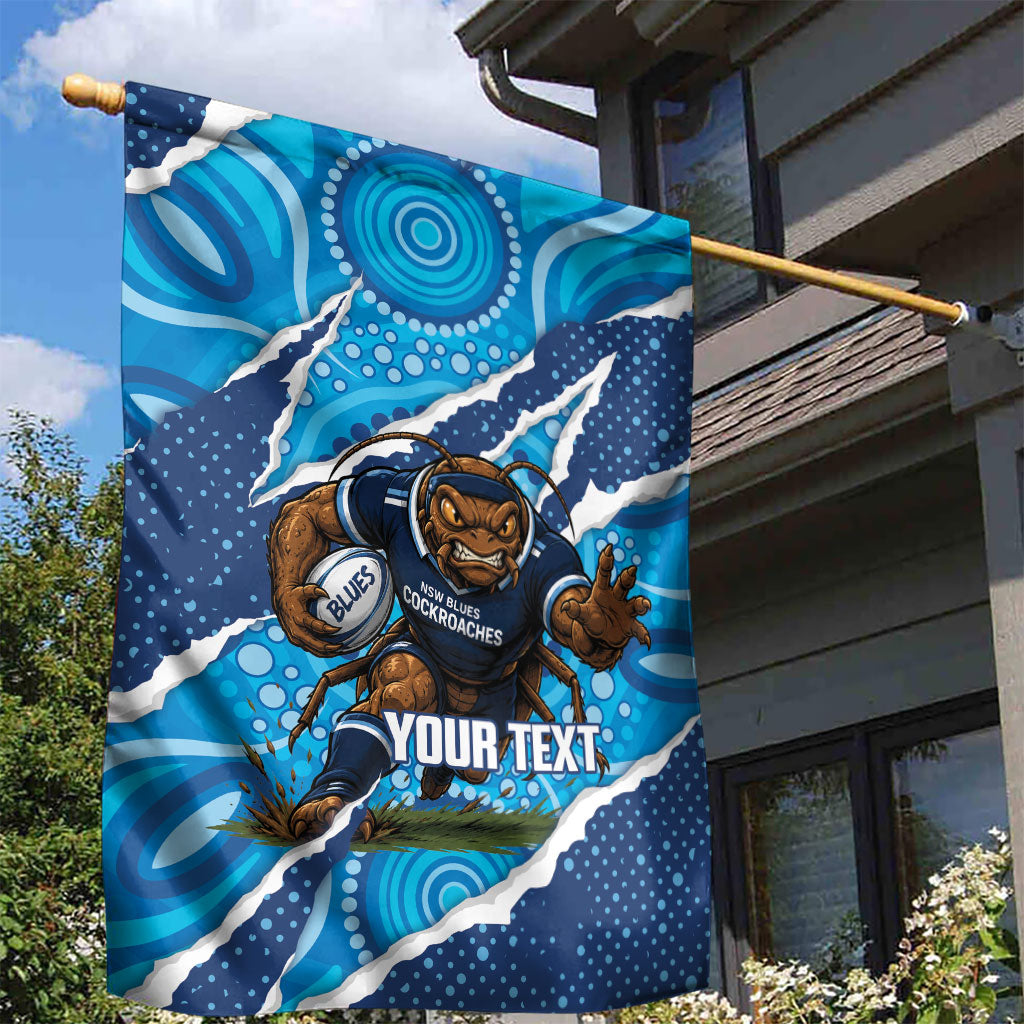 NSW Blues Rugby Custom Garden Flag Go Cockroaches Sporty Aboriginal Art