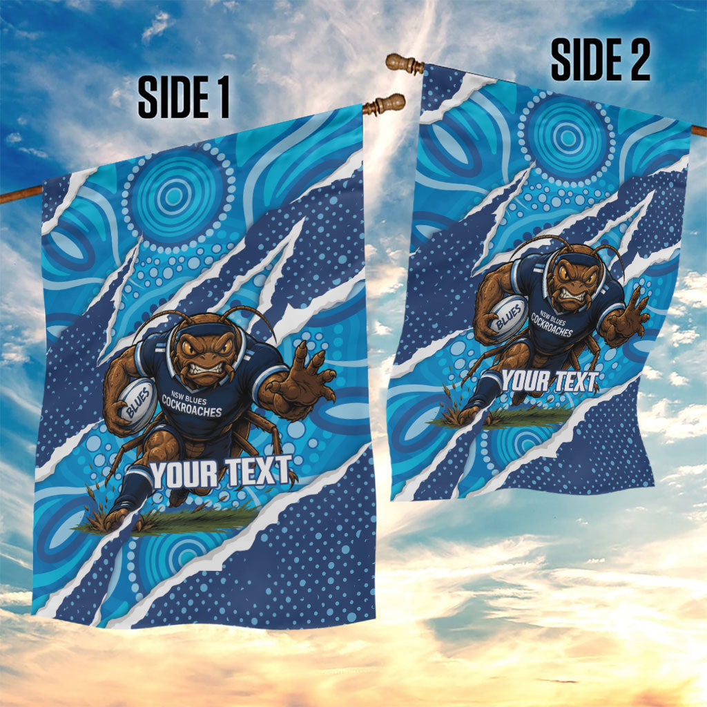 NSW Blues Rugby Custom Garden Flag Go Cockroaches Sporty Aboriginal Art