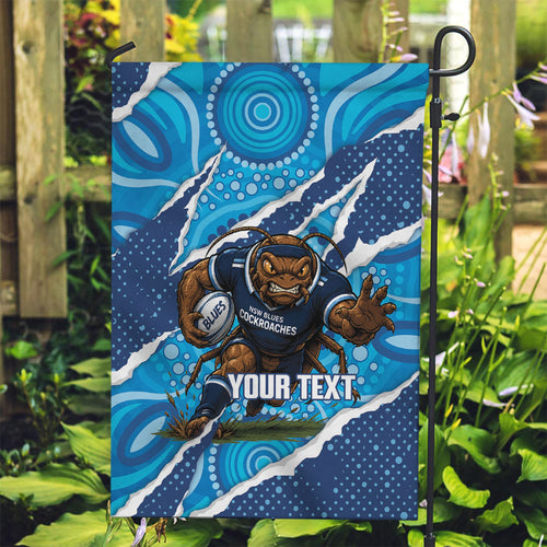 NSW Blues Rugby Custom Garden Flag Go Cockroaches Sporty Aboriginal Art