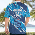 NSW Blues Rugby Custom Hawaiian Shirt Go Cockroaches Sporty Aboriginal Art