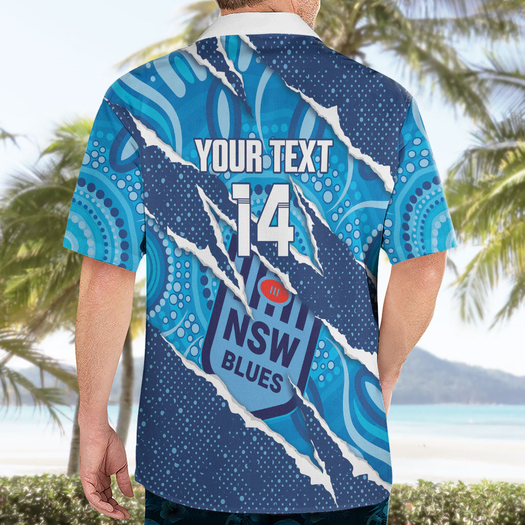 NSW Blues Rugby Custom Hawaiian Shirt Go Cockroaches Sporty Aboriginal Art