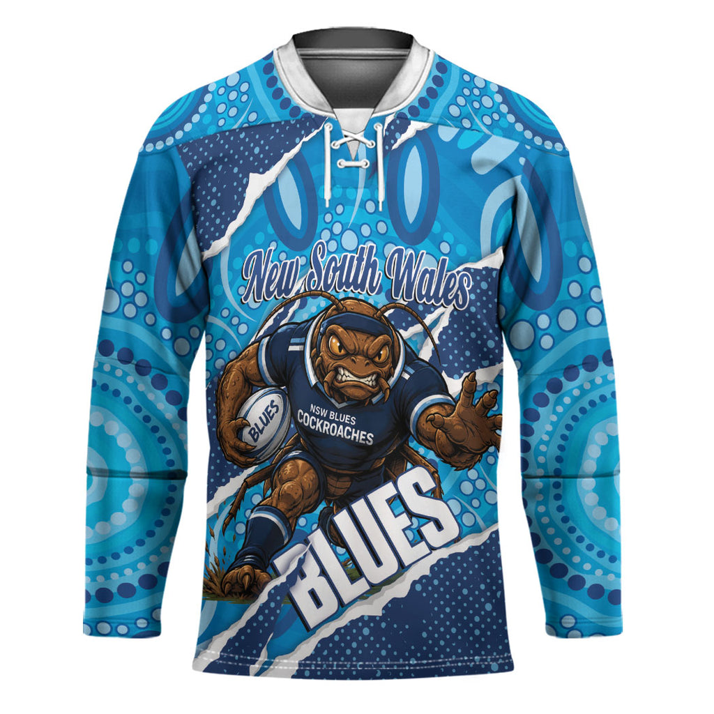 NSW Blues Rugby Custom Hockey Jersey Go Cockroaches Sporty Aboriginal Art