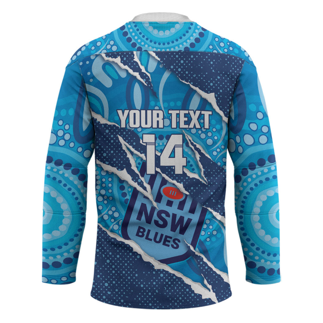 NSW Blues Rugby Custom Hockey Jersey Go Cockroaches Sporty Aboriginal Art