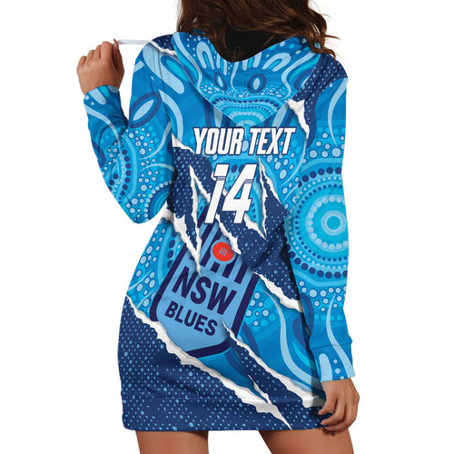 NSW Blues Rugby Custom Hoodie Dress Go Cockroaches Sporty Aboriginal Art
