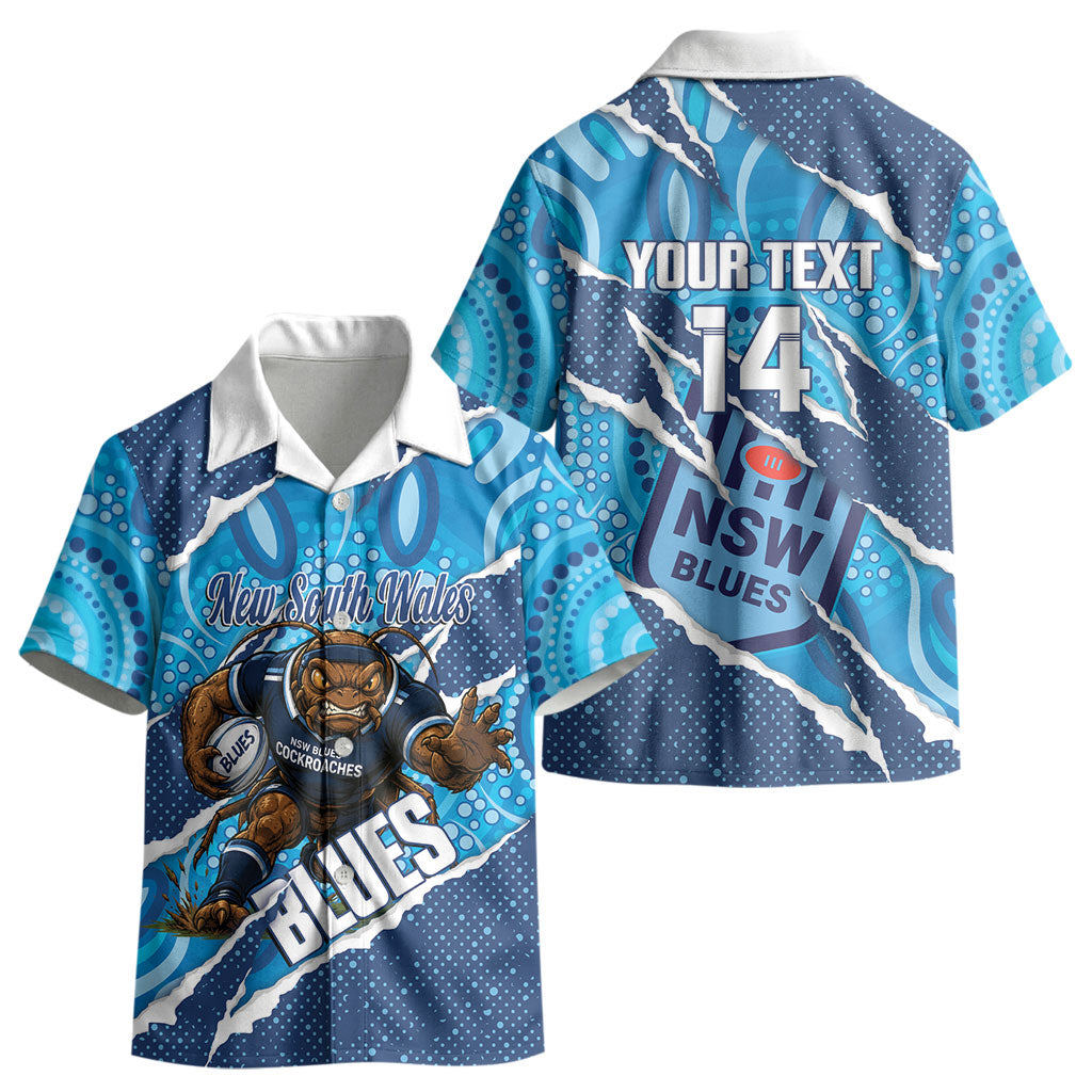 NSW Blues Rugby Custom Kid Hawaiian Shirt Go Cockroaches Sporty Aboriginal Art LT14