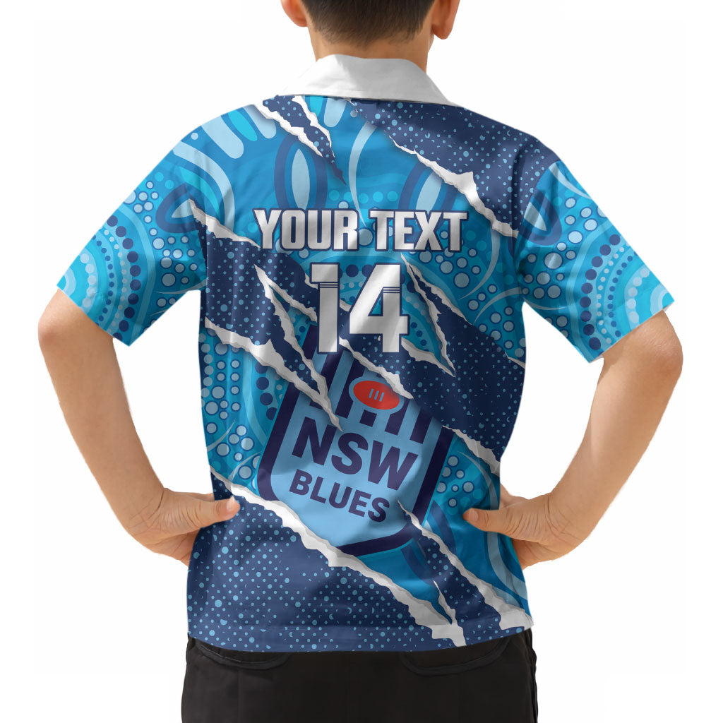 NSW Blues Rugby Custom Kid Hawaiian Shirt Go Cockroaches Sporty Aboriginal Art LT14