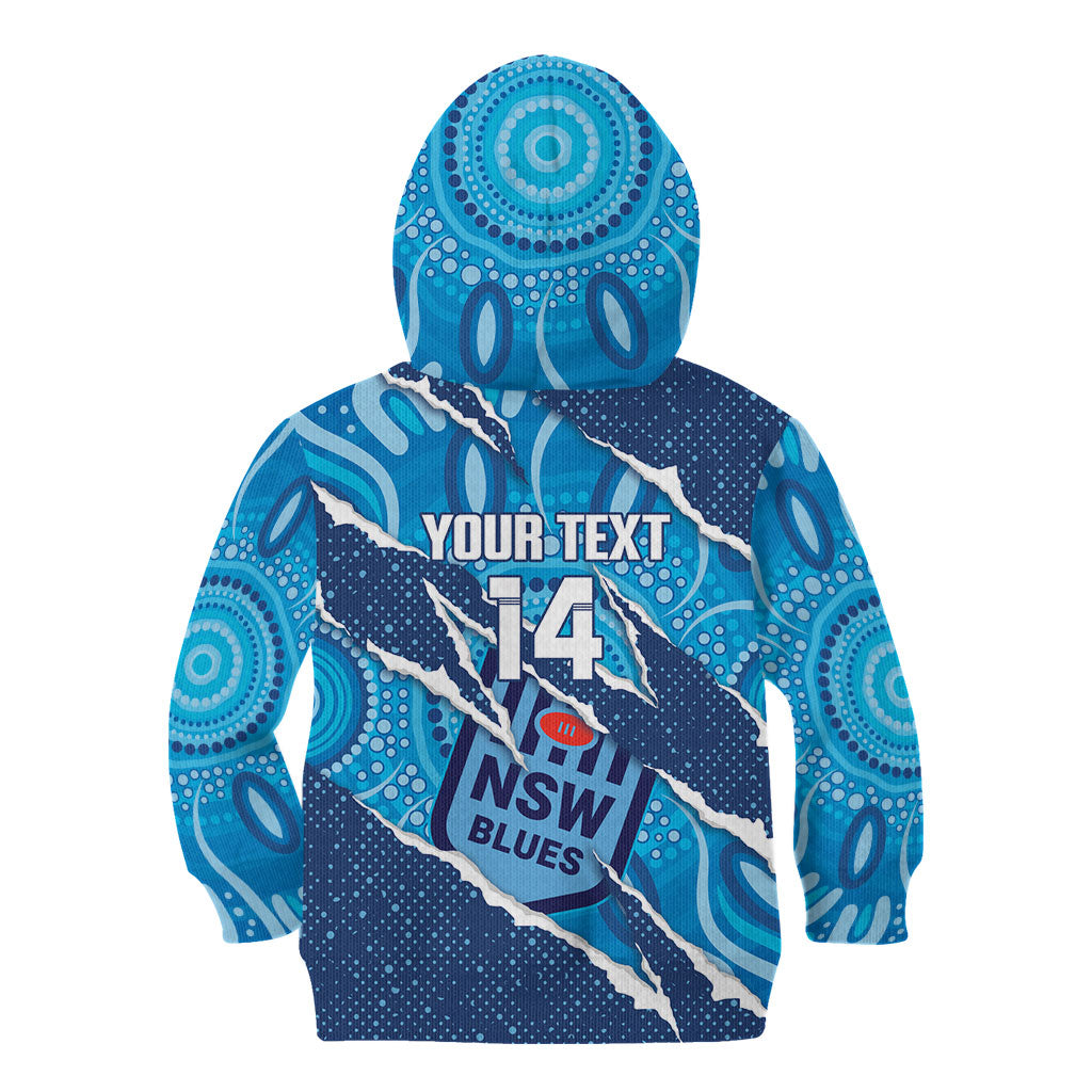 NSW Blues Rugby Custom Kid Hoodie Go Cockroaches Sporty Aboriginal Art