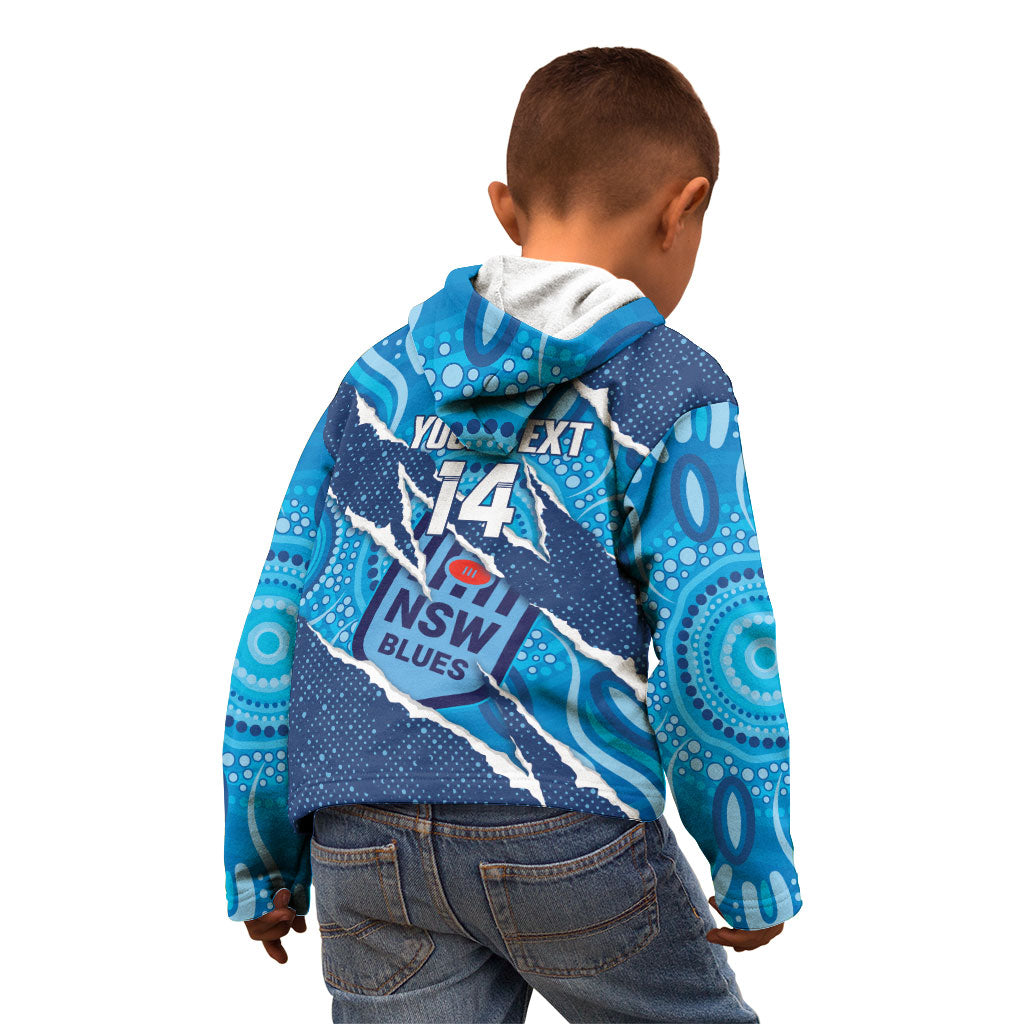NSW Blues Rugby Custom Kid Hoodie Go Cockroaches Sporty Aboriginal Art