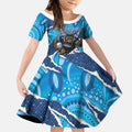 NSW Blues Rugby Custom Kid Short Sleeve Dress Go Cockroaches Sporty Aboriginal Art