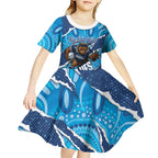 NSW Blues Rugby Custom Kid Short Sleeve Dress Go Cockroaches Sporty Aboriginal Art