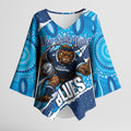 NSW Blues Rugby Custom Kimono Sleeve Blouse Go Cockroaches Sporty Aboriginal Art