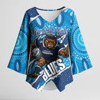 NSW Blues Rugby Custom Kimono Sleeve Blouse Go Cockroaches Sporty Aboriginal Art