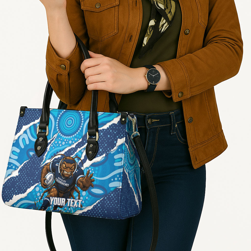 NSW Blues Rugby Custom Leather Bag Go Cockroaches Sporty Aboriginal Art