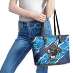 NSW Blues Rugby Custom Leather Tote Bag Go Cockroaches Sporty Aboriginal Art