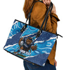 NSW Blues Rugby Custom Leather Tote Bag Go Cockroaches Sporty Aboriginal Art