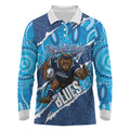NSW Blues Rugby Custom Long Sleeve Polo Shirt Go Cockroaches Sporty Aboriginal Art