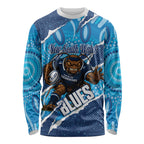 NSW Blues Rugby Custom Long Sleeve Shirt Go Cockroaches Sporty Aboriginal Art