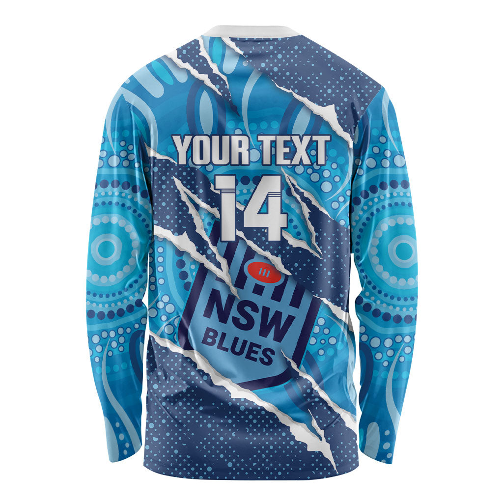 NSW Blues Rugby Custom Long Sleeve Shirt Go Cockroaches Sporty Aboriginal Art