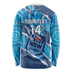 NSW Blues Rugby Custom Long Sleeve Shirt Go Cockroaches Sporty Aboriginal Art