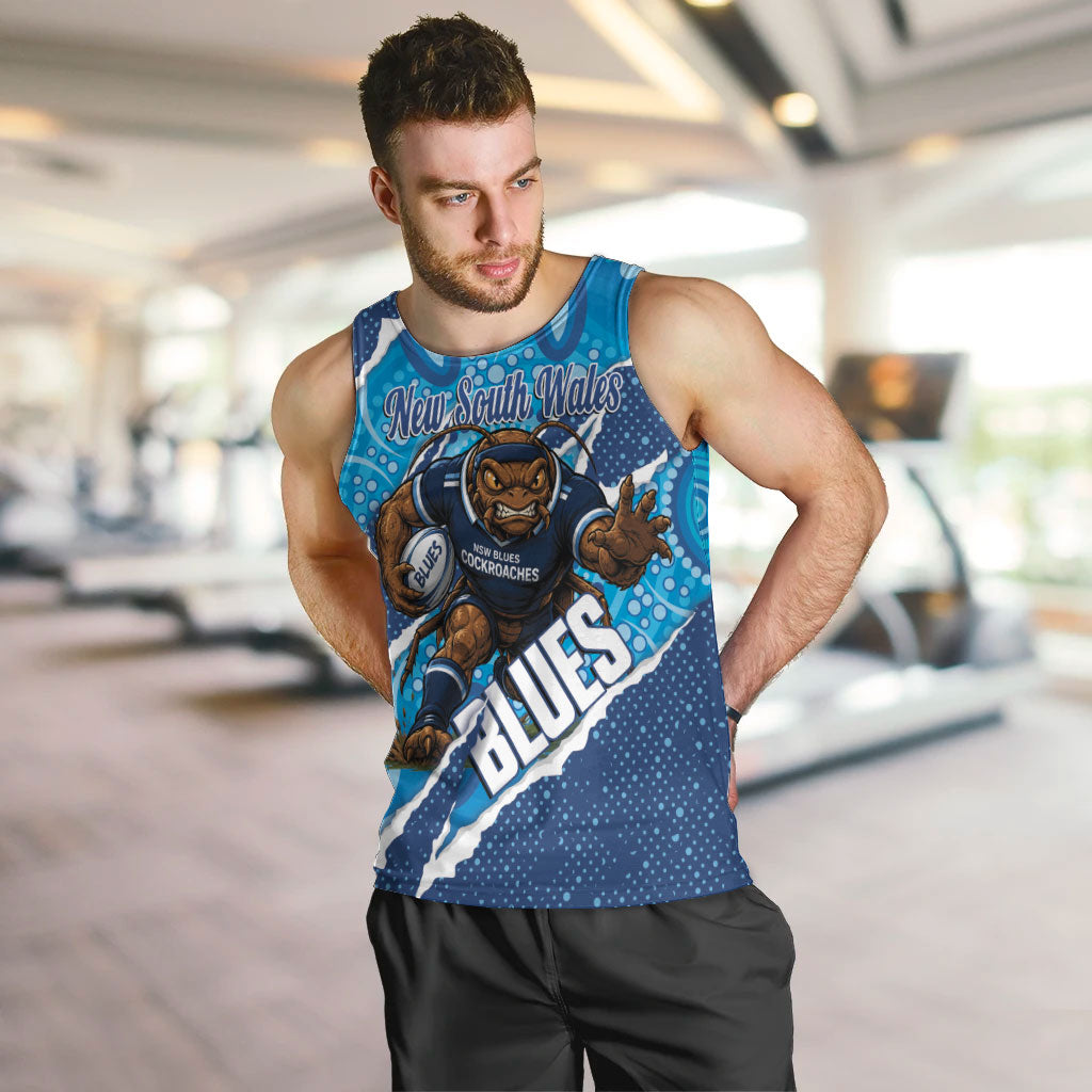 NSW Blues Rugby Custom Men Tank Top Go Cockroaches Sporty Aboriginal Art