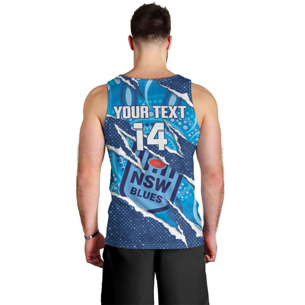 NSW Blues Rugby Custom Men Tank Top Go Cockroaches Sporty Aboriginal Art