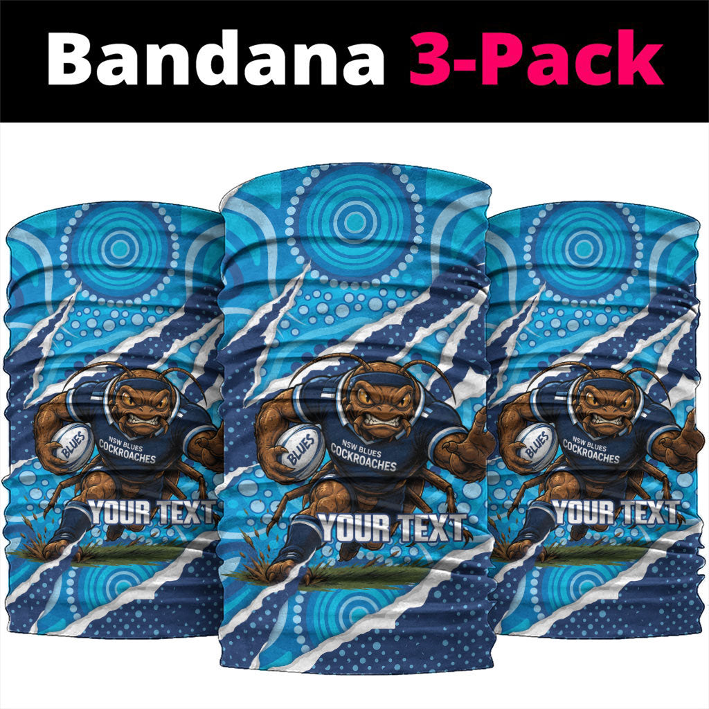 NSW Blues Rugby Custom Neck Gaiter Go Cockroaches Sporty Aboriginal Art