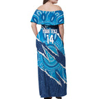 NSW Blues Rugby Custom Off Shoulder Maxi Dress Go Cockroaches Sporty Aboriginal Art
