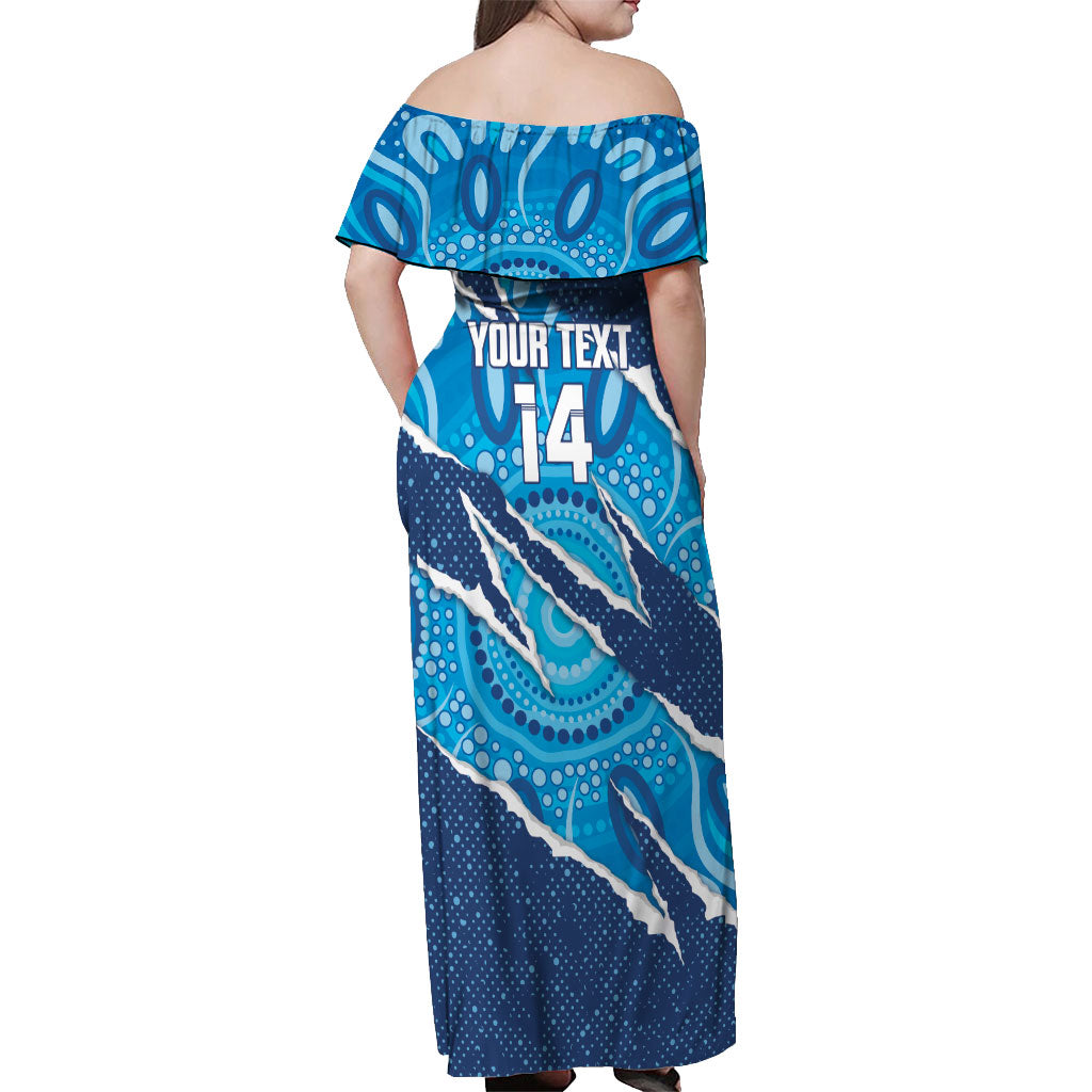 NSW Blues Rugby Custom Off Shoulder Maxi Dress Go Cockroaches Sporty Aboriginal Art