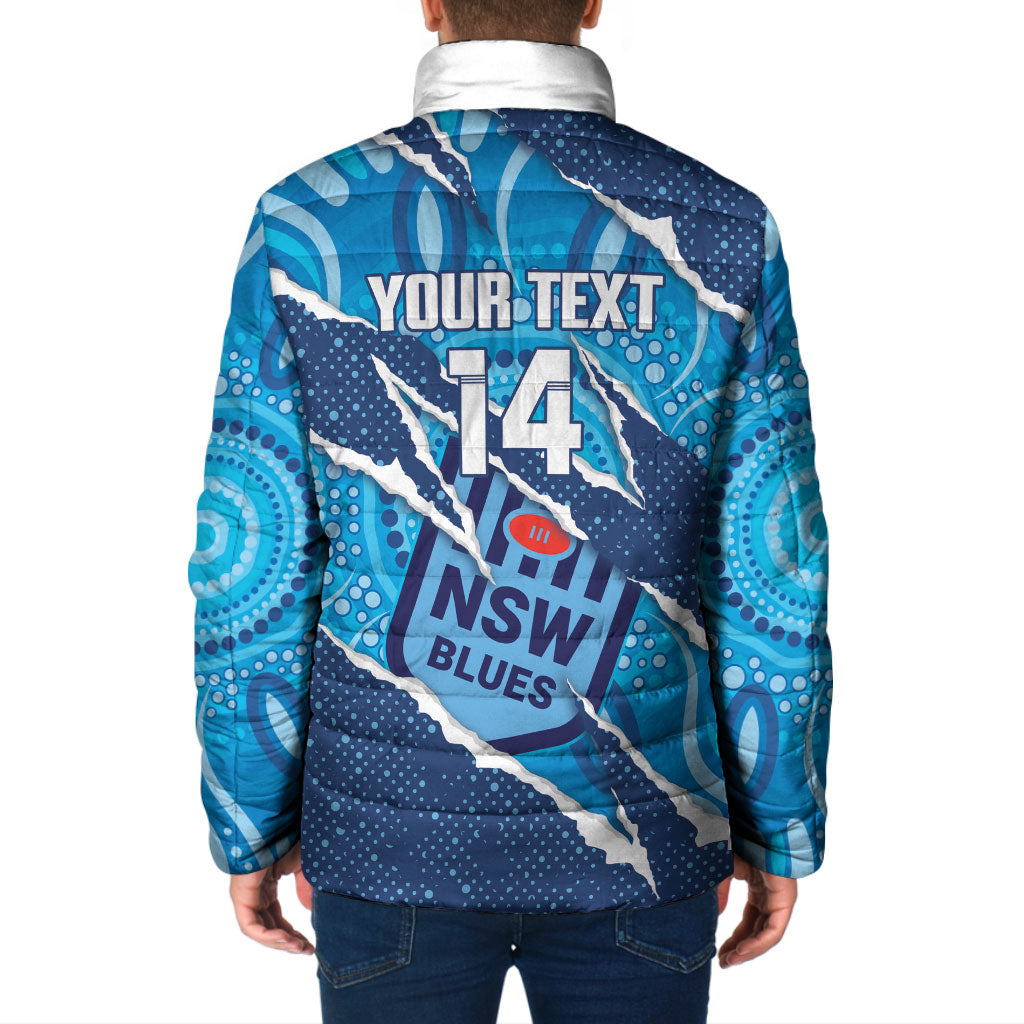 NSW Blues Rugby Custom Padded Jacket Go Cockroaches Sporty Aboriginal Art