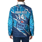 NSW Blues Rugby Custom Padded Jacket Go Cockroaches Sporty Aboriginal Art