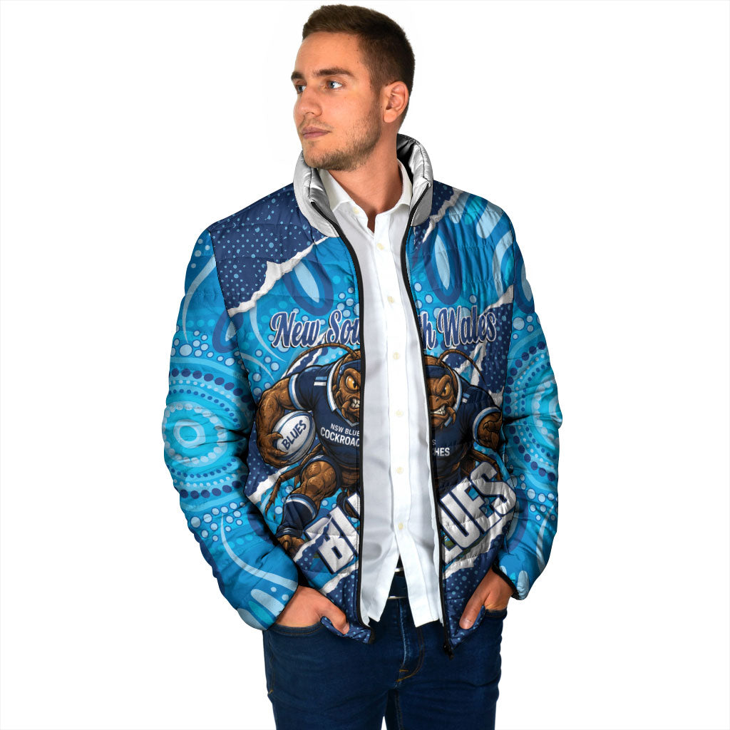 NSW Blues Rugby Custom Padded Jacket Go Cockroaches Sporty Aboriginal Art