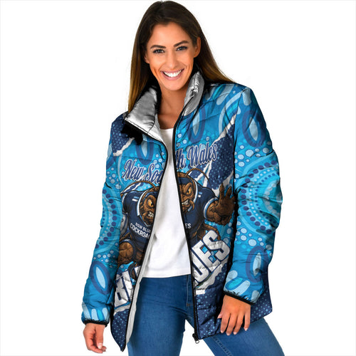 NSW Blues Rugby Custom Padded Jacket Go Cockroaches Sporty Aboriginal Art