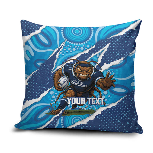 NSW Blues Rugby Custom Pillow Cover Go Cockroaches Sporty Aboriginal Art