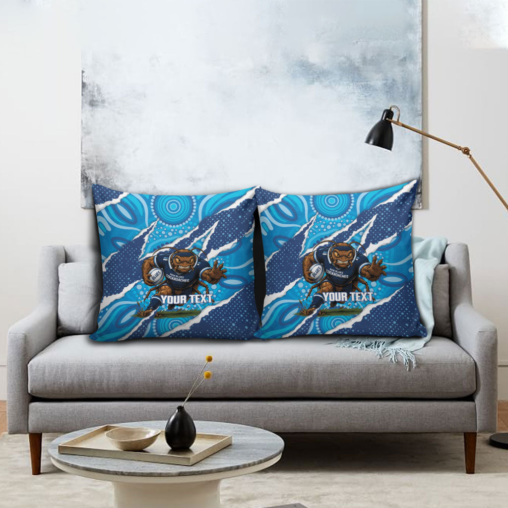 NSW Blues Rugby Custom Pillow Cover Go Cockroaches Sporty Aboriginal Art