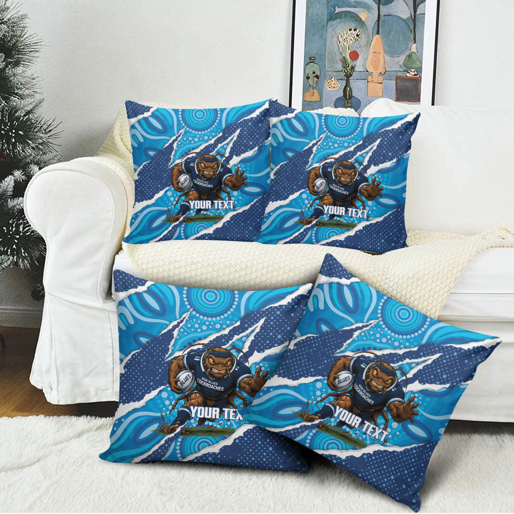 NSW Blues Rugby Custom Pillow Cover Go Cockroaches Sporty Aboriginal Art
